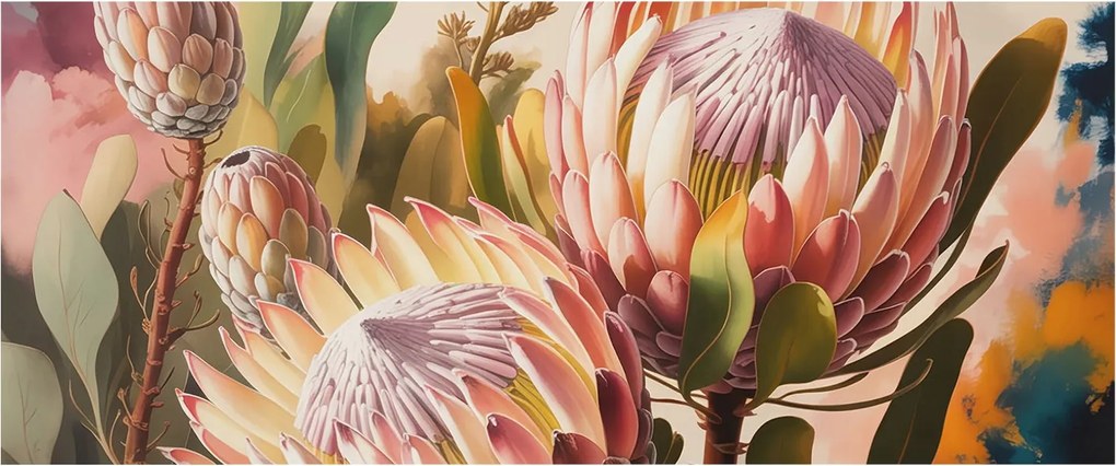 Flizelin tapéta falra Premium Protea virágok 250x104 Ragasztó