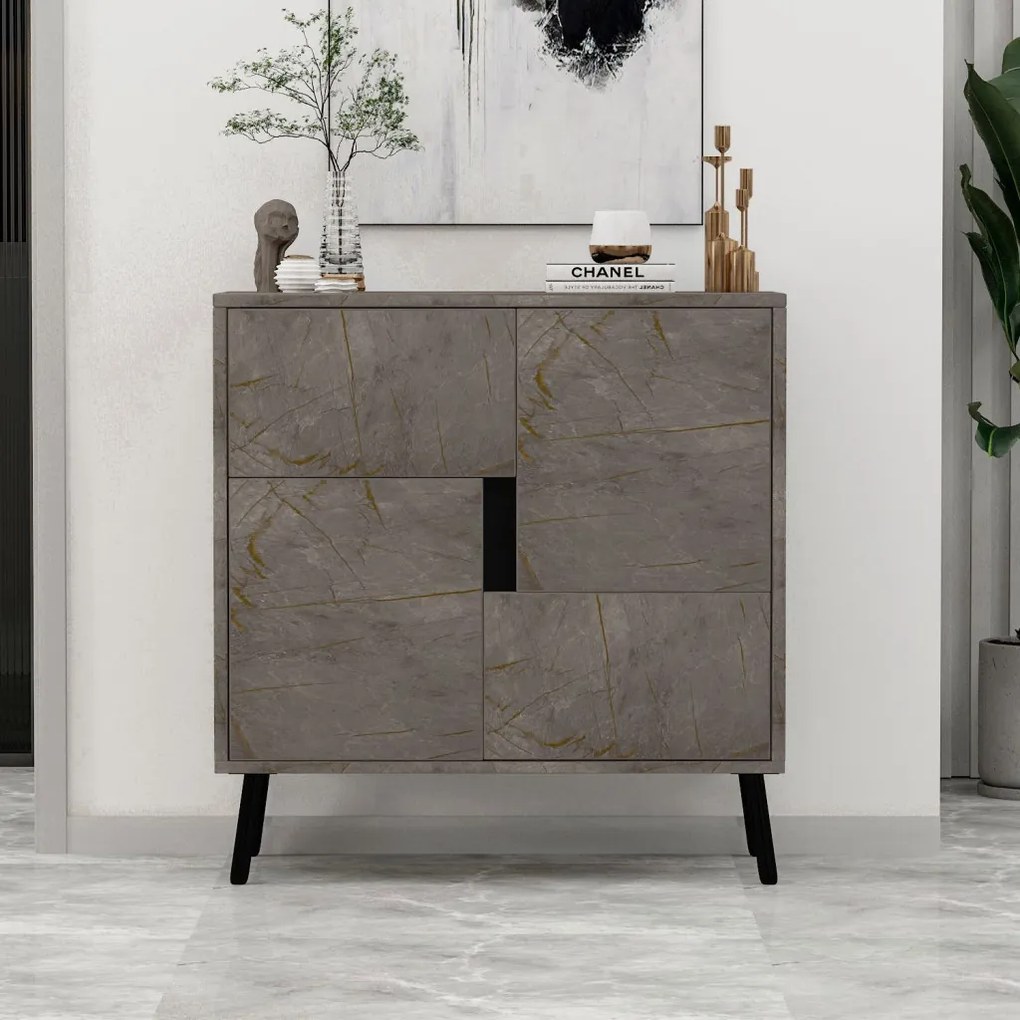 Darien - Gordion Marble, Black Wood