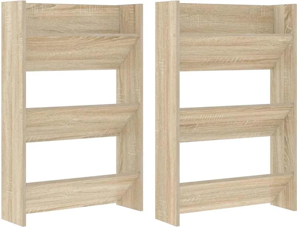 vidaXL 2 db sonoma-tölgy fali cipősszekrény 60 x 18 x 90 cm