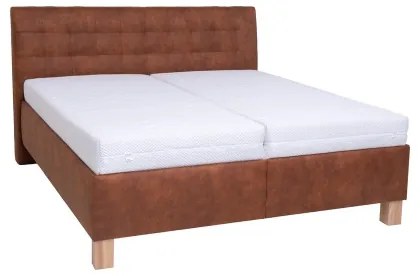 Kárpitozott ágy matraccal és ágyneműtartóval VIOLET 180x200 cm konyakbarna