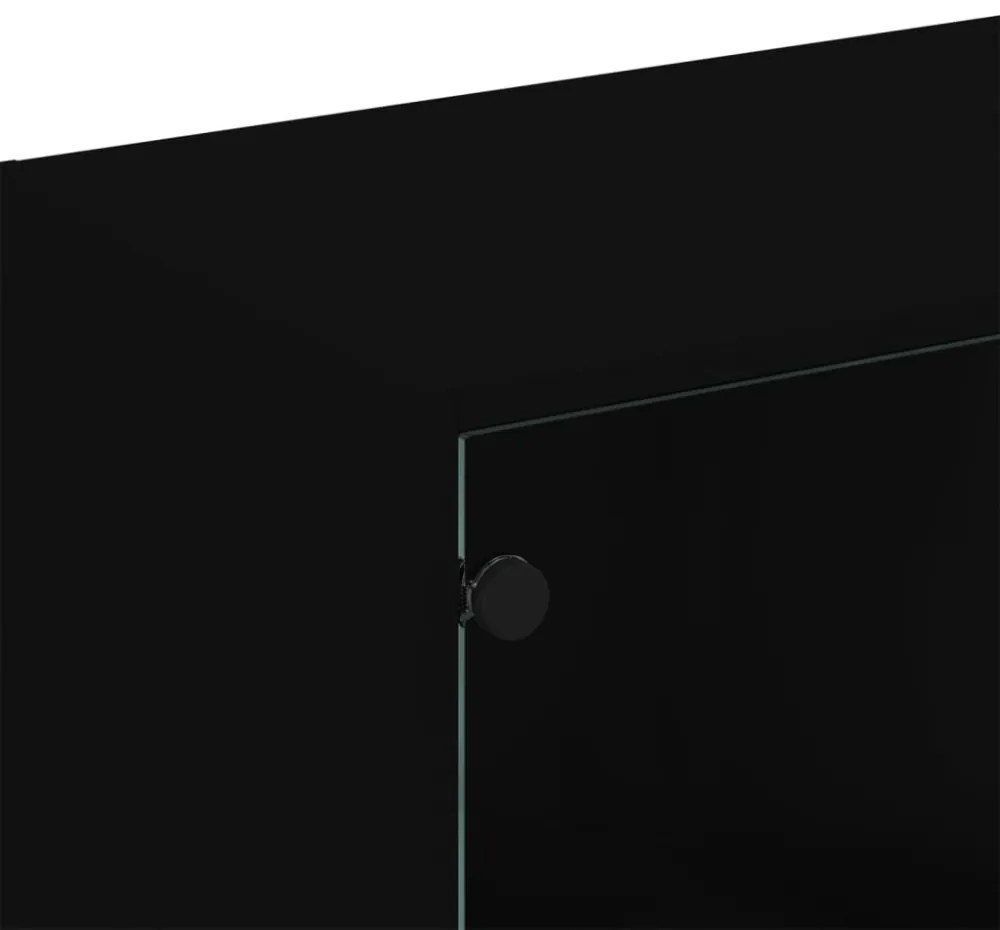fekete szerelt fa könyvespolc ajtóval 136 x 37 x 109 cm