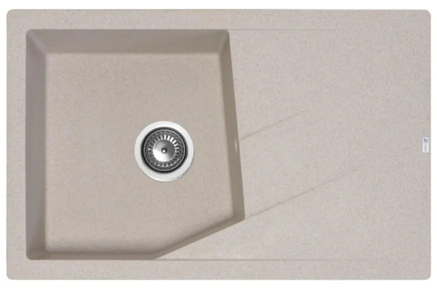 Linea Plus Metalac 188628 Gránit Mosogatótálca - Extra mély, Csepegtetőtálcás, Bézs