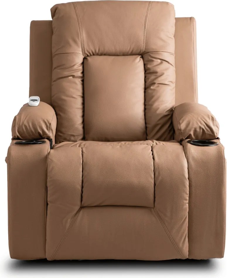 Masszázsfotel dönthető lábtartóval karamell színű műbőr – BOX