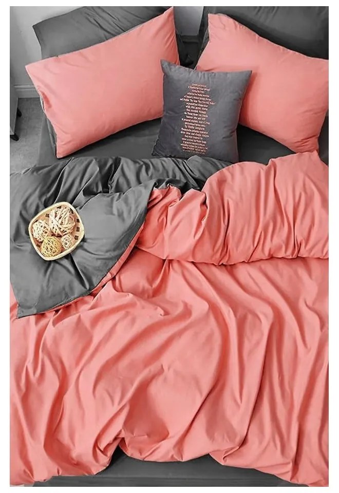 Lazacszínű-szürke kétszemélyes-hosszabbított pamut ágyneműhuzat lepedővel 200x220 cm – Mila Home