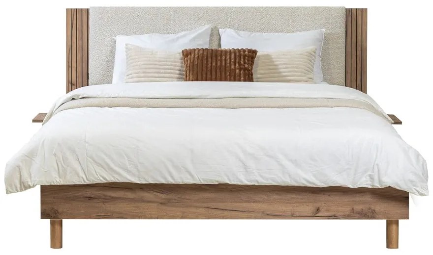 Bézs franciaágy ágyráccsal 140x190 cm Lior – Bobochic Paris