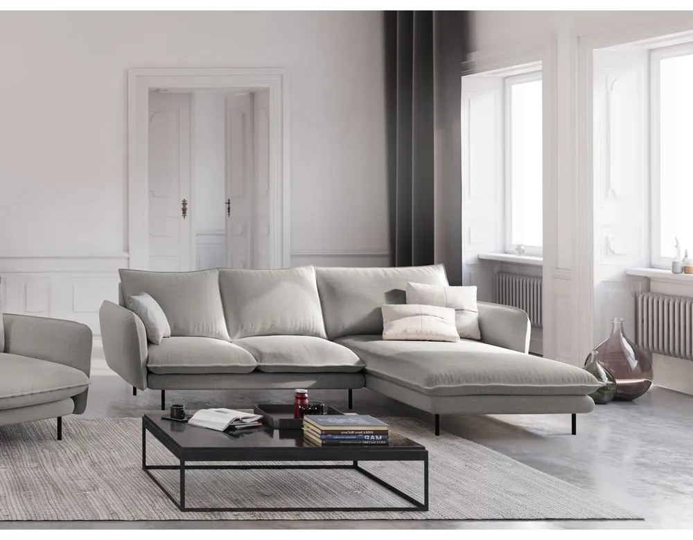 Vienna világosszürke sarokkanapé, jobb oldali - Cosmopolitan Design