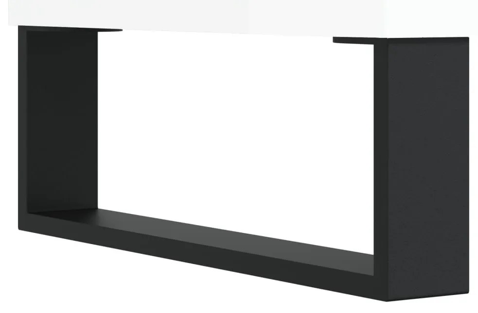 magasfényű fehér szerelt fa tálalószekrény 103,5 x 35 x 70 cm