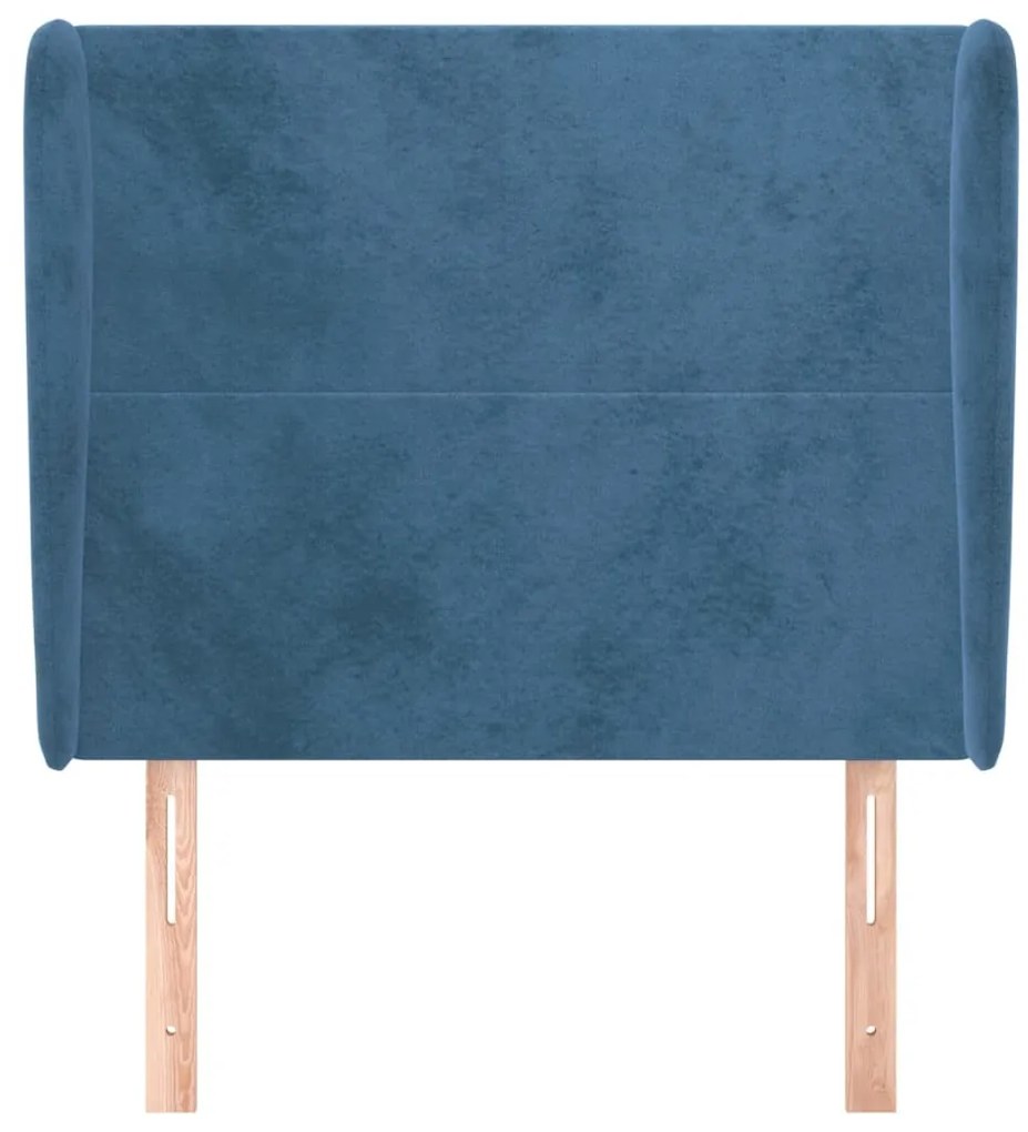 sötétkék bársony fejtámla szárnyakkal 93 x 23 x 118/128 cm