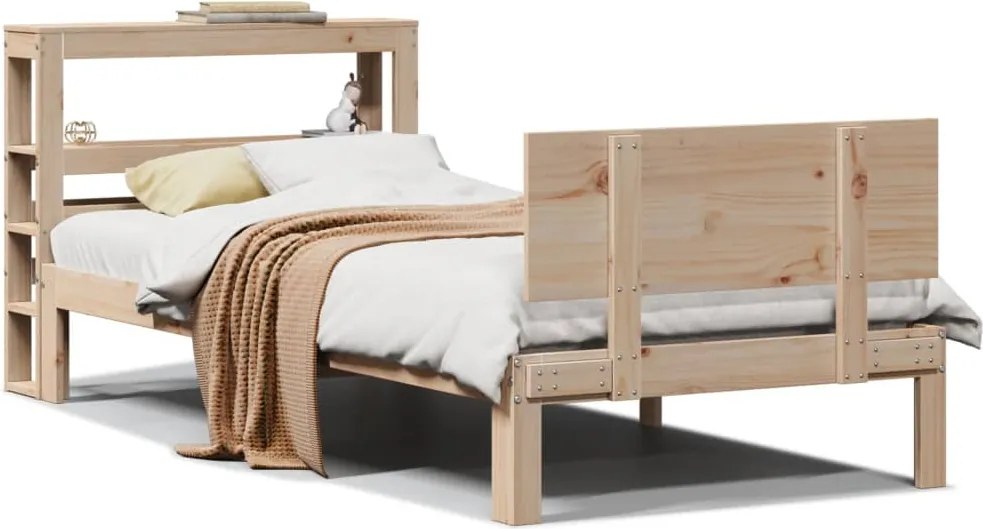 vidaXL tömör fenyőfa ágykeret fejtámlával 90 x 200 cm