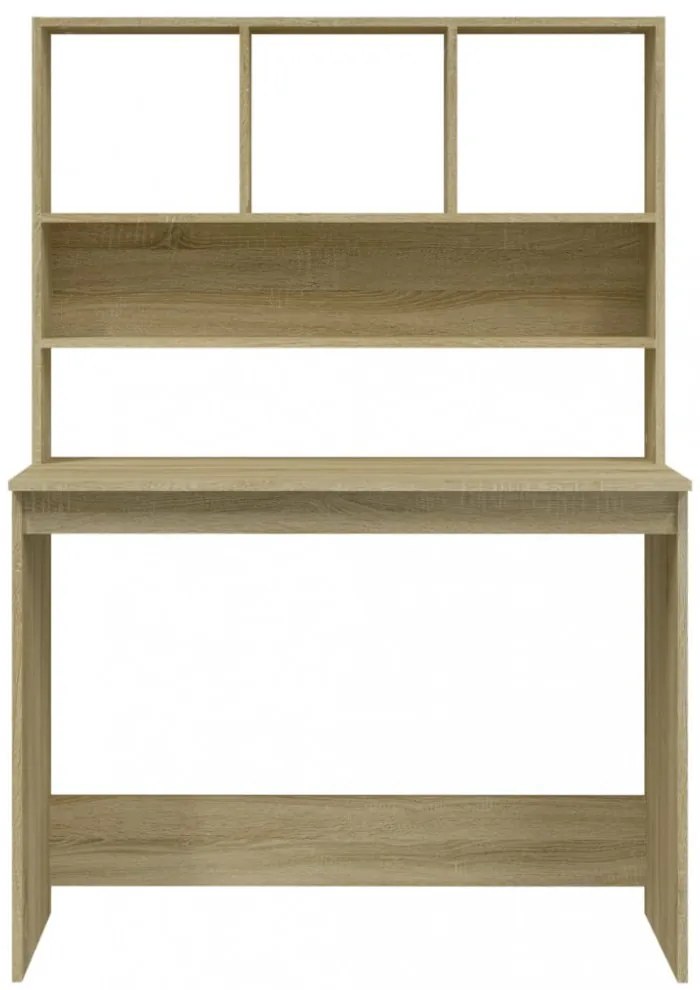 sonoma tölgy szerelt fa íróasztal polcokkal 102 x 45 x 148 cm