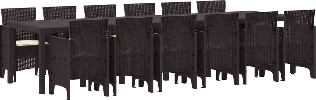 vidaXL Kert étkező szett 13 pcs Barna Polt rattan