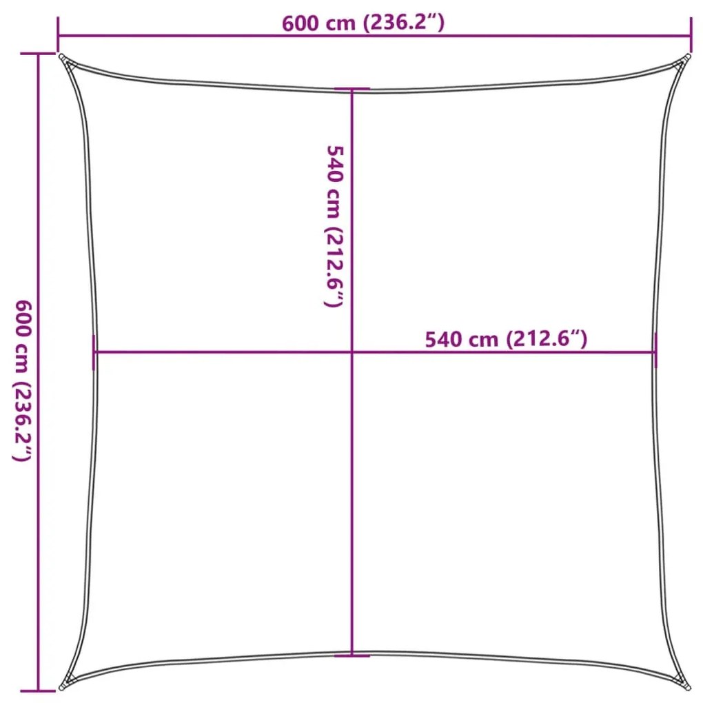 terrakotta HDPE napvitorla 160 g/m² 6 x 6 m