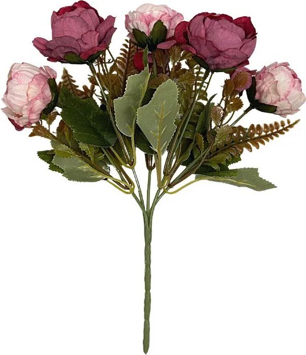 Mini bazsarózsa csokor 28 cm rózsaszín, világos bordó