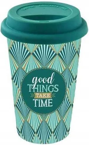 Utazó Porcelán Bögre Fedéllel good Things take Time
