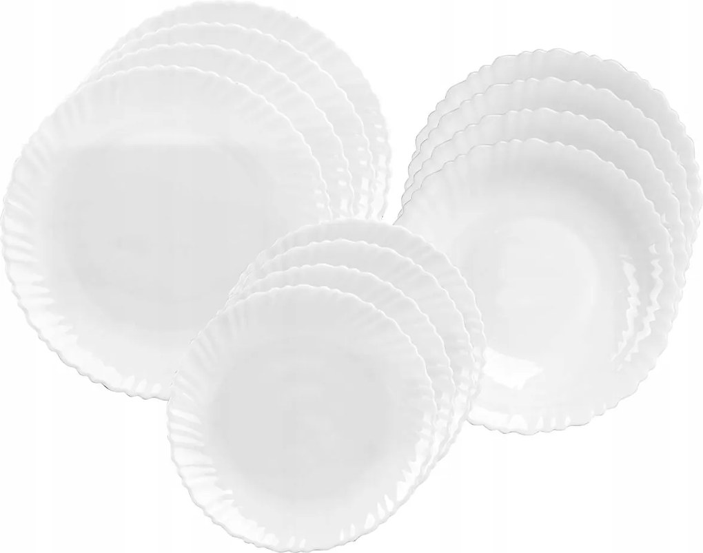 Étkészlet Tányér Szett 12EL 4 Személyes Fehér