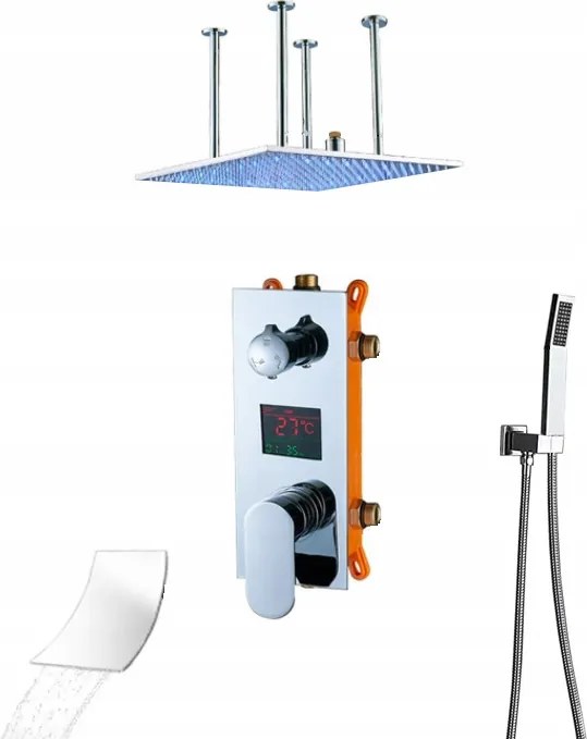 Süllyesztett Vízesés Szett Led Kijelző Króm