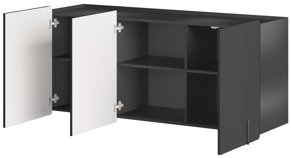 Malmi függesztett komód 150 cm háromajtós - matt fekete / fekete