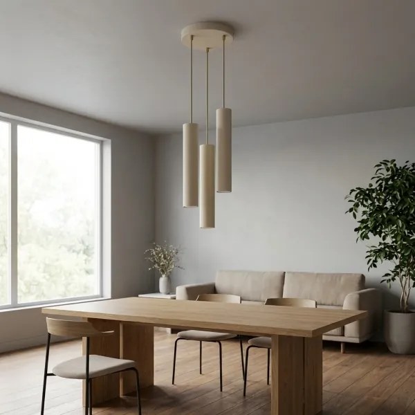 Brilagi - Kábelen függesztett csillár TUBE 3xGU10/15W/230V bézs/arany