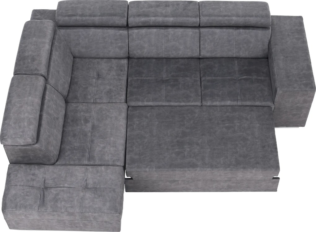 Ülőgarnitúra, szürke, balos, MALAGA