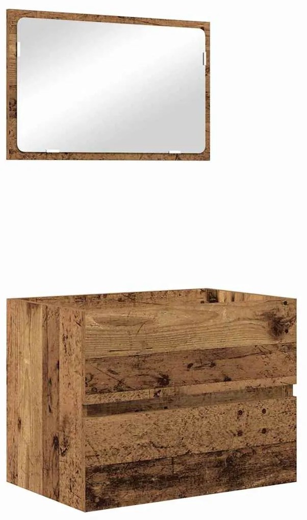 Fürdőszoba bútor szett 3 pcs Régi fa 60 x 38.5 x 45 cm Faanyag