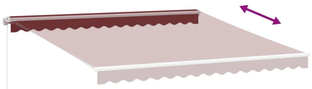 burgundi vörös kézzel kihúzható LED-es napellenző 400 x 300 cm