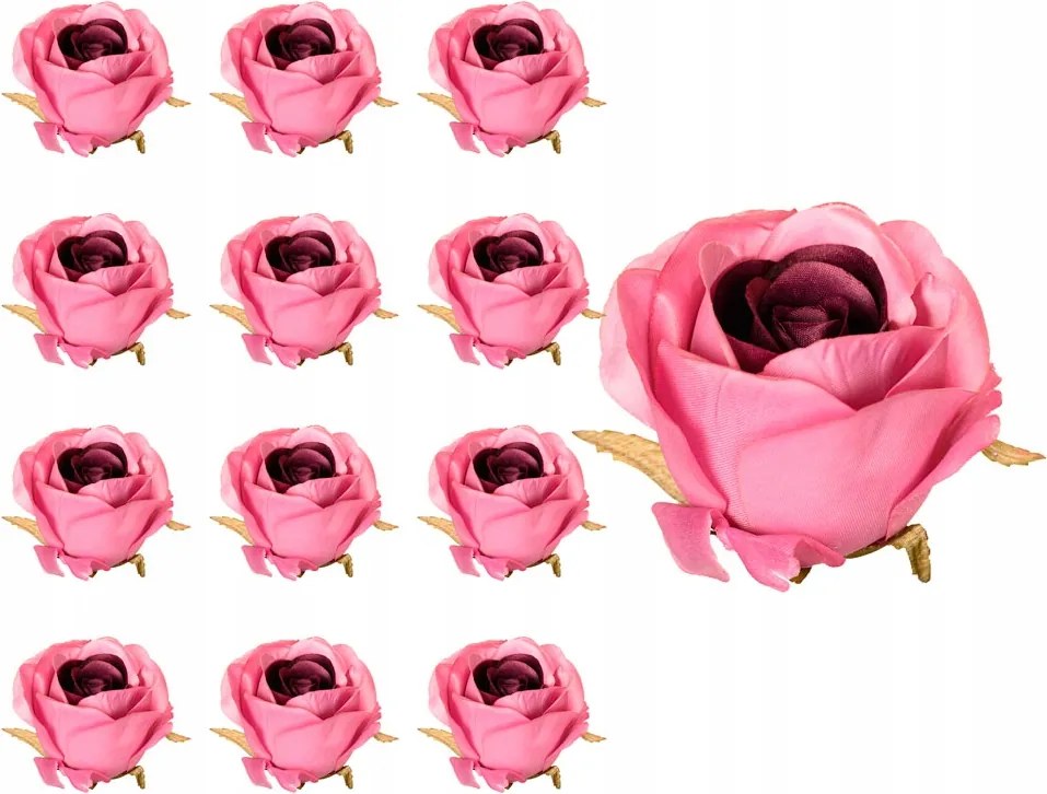 Rózsafej rózsaszín, sötét közepű 12 db-os művirág szett
