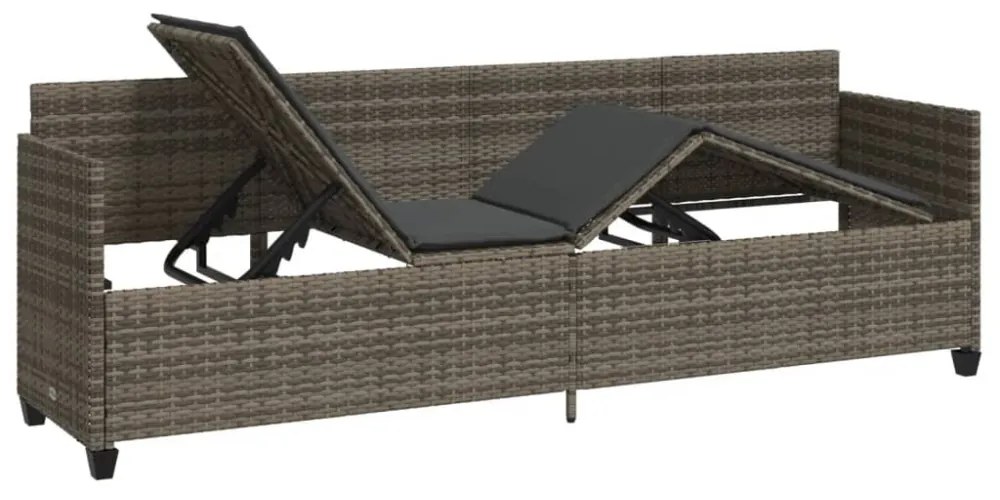 szürke polyrattan napozóágy párnával