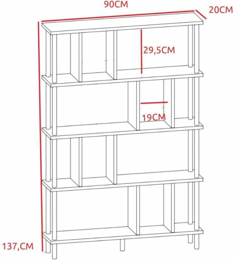 Könyvespolc, fehér, 90 cm – Peka-0045