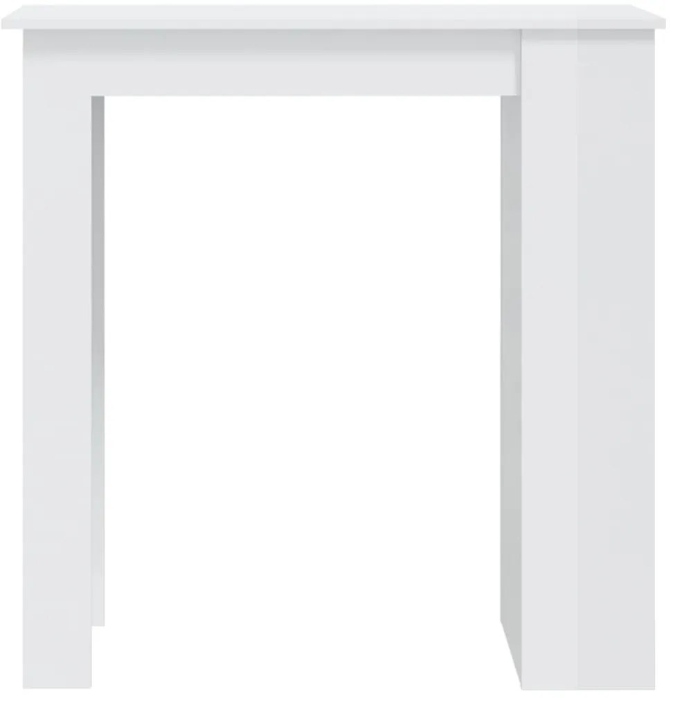 Magasfényű fehér bárasztal tárolópolccal 102 x 50 x 103,5 cm