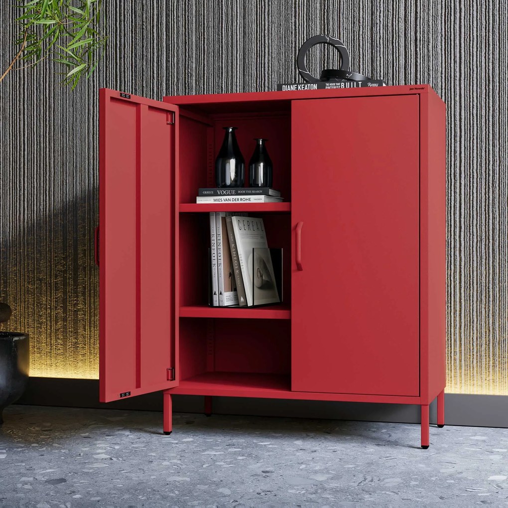 Szafka z półkami VITO, 800 x 1015 x 400 mm, Modern: czerwona