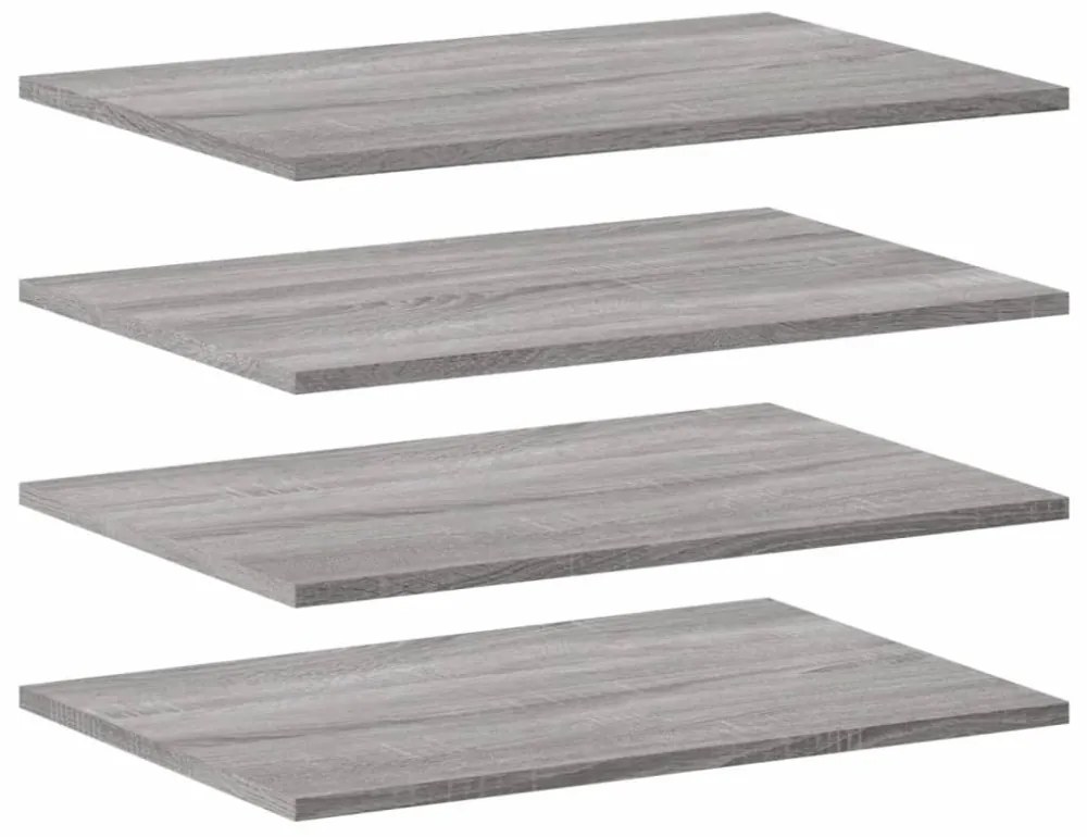 4 db szürke sonoma színű szerelt fa fali polc 60 x 40 x 1,5 cm