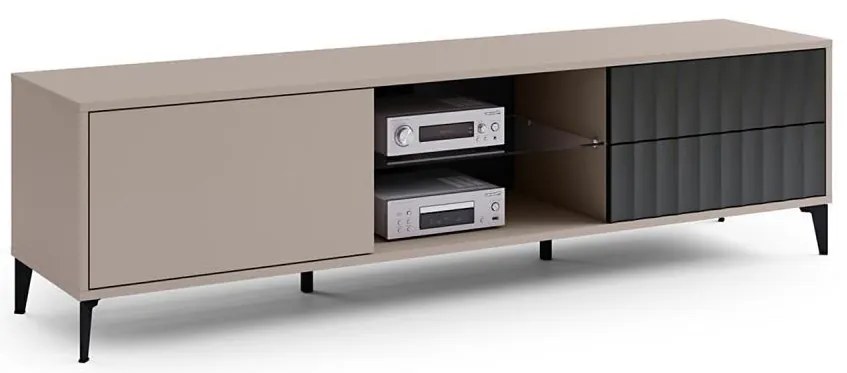 TV szekrény RONJA fiókokkal taupe/fekete színben