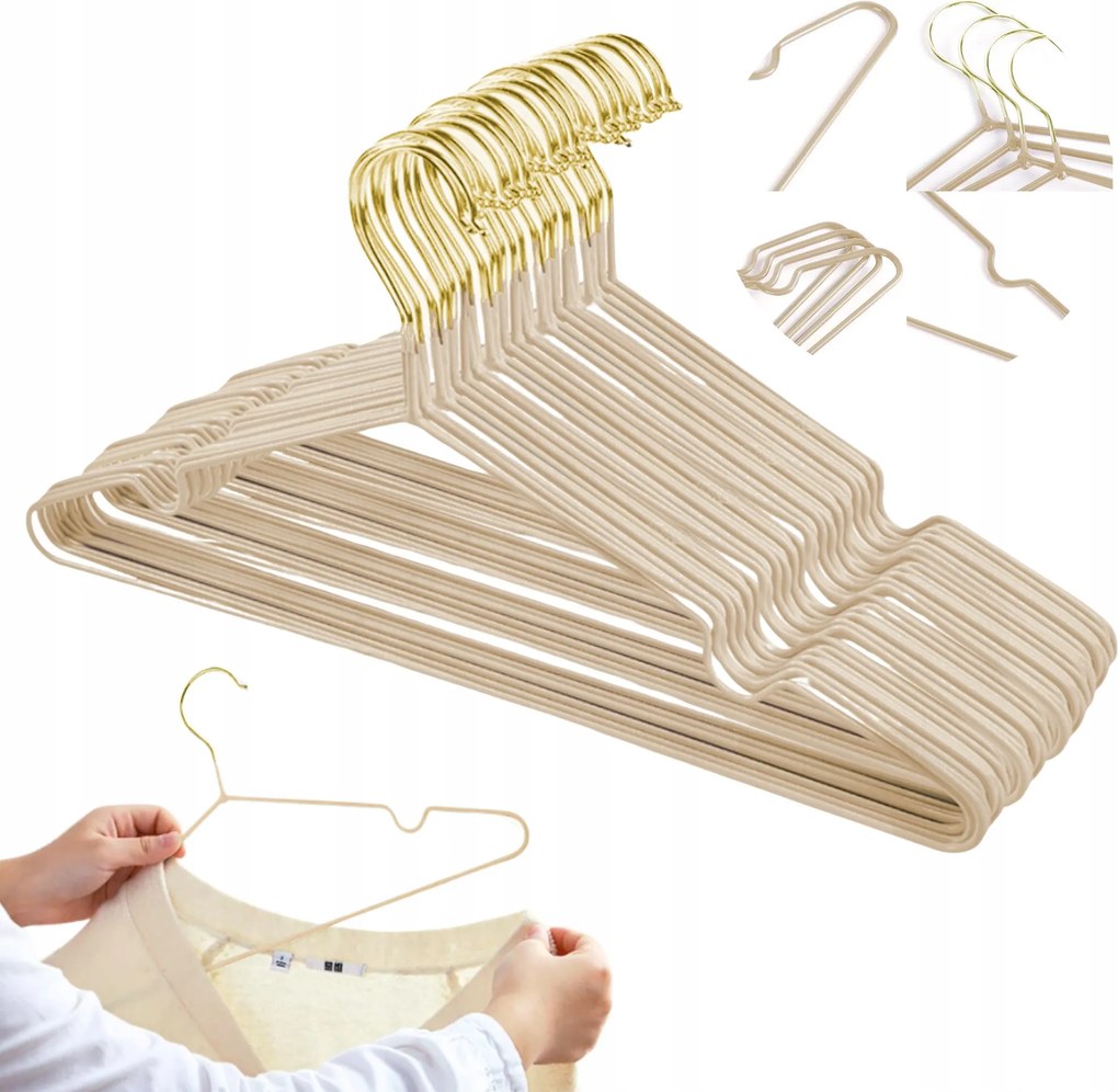 Ruhaakasztók Ruhaakasztó Szekrény Akasztó Arany 20 Db