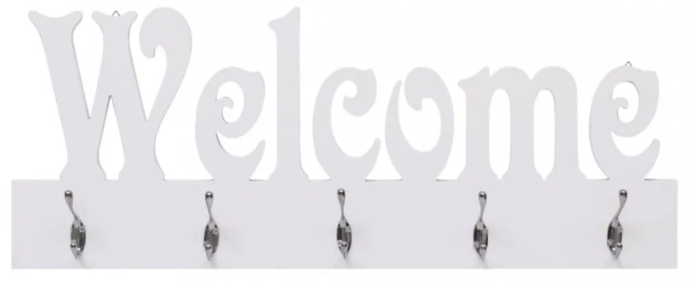 fehér WELCOME" feliratú fali fogas 74 x 29,5 cm"