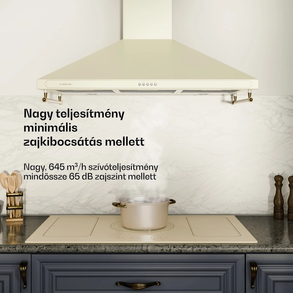 Klarstein Victoria 90, páraelszívó, 90 cm, retro kialakítás, 644,5 m³/ó, 2 LED lámpa