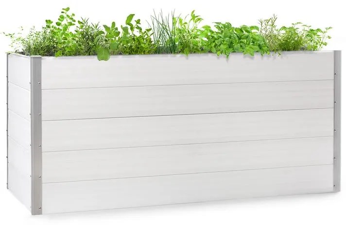 Blumfeldt Nova Grow, kerti ágyás, 195 x 91 x 100 cm, WPC, fa megjelenés, fehér