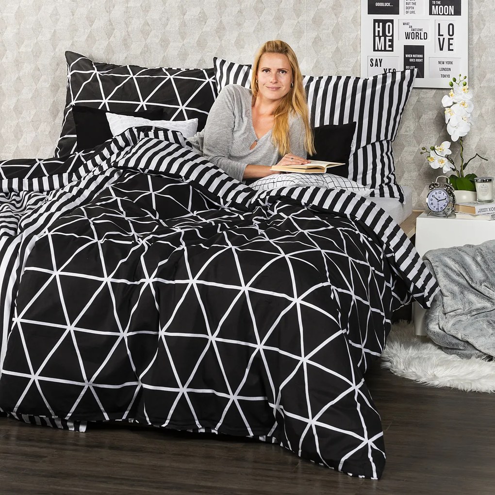 4Home Galaxy pamut ágynemű, fekete, 160 x 200 cm, 70 x 80 cm