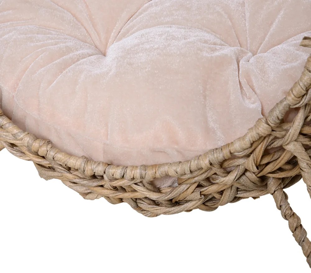 Rattan macskaház párnákkal, natúr, 52 x 58 cm