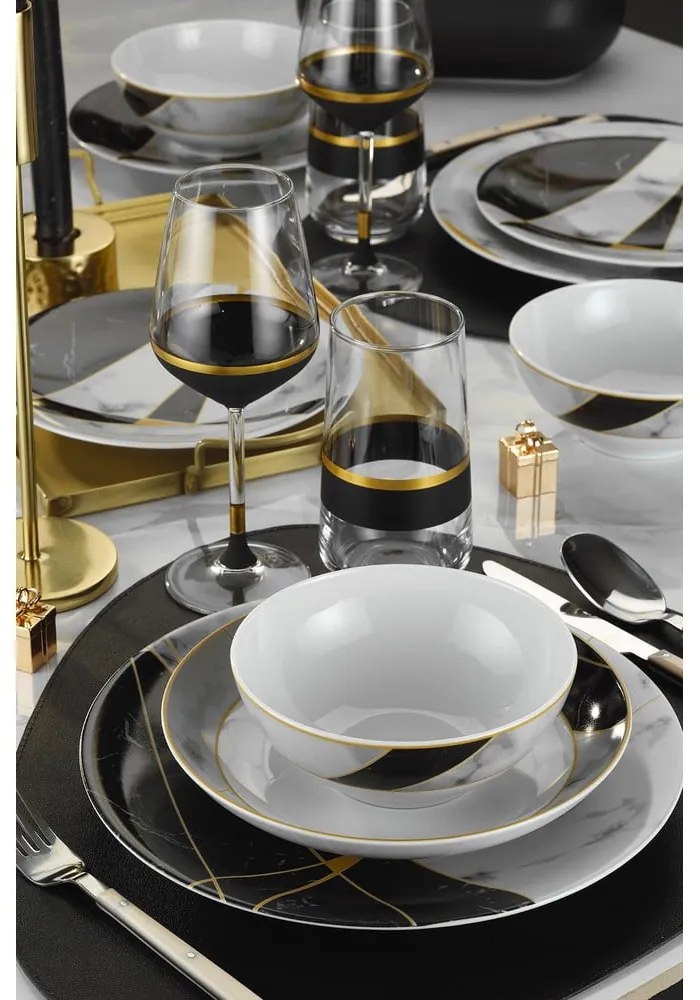Black&White 24 db-os porcelán étkészlet - Kütahya Porselen
