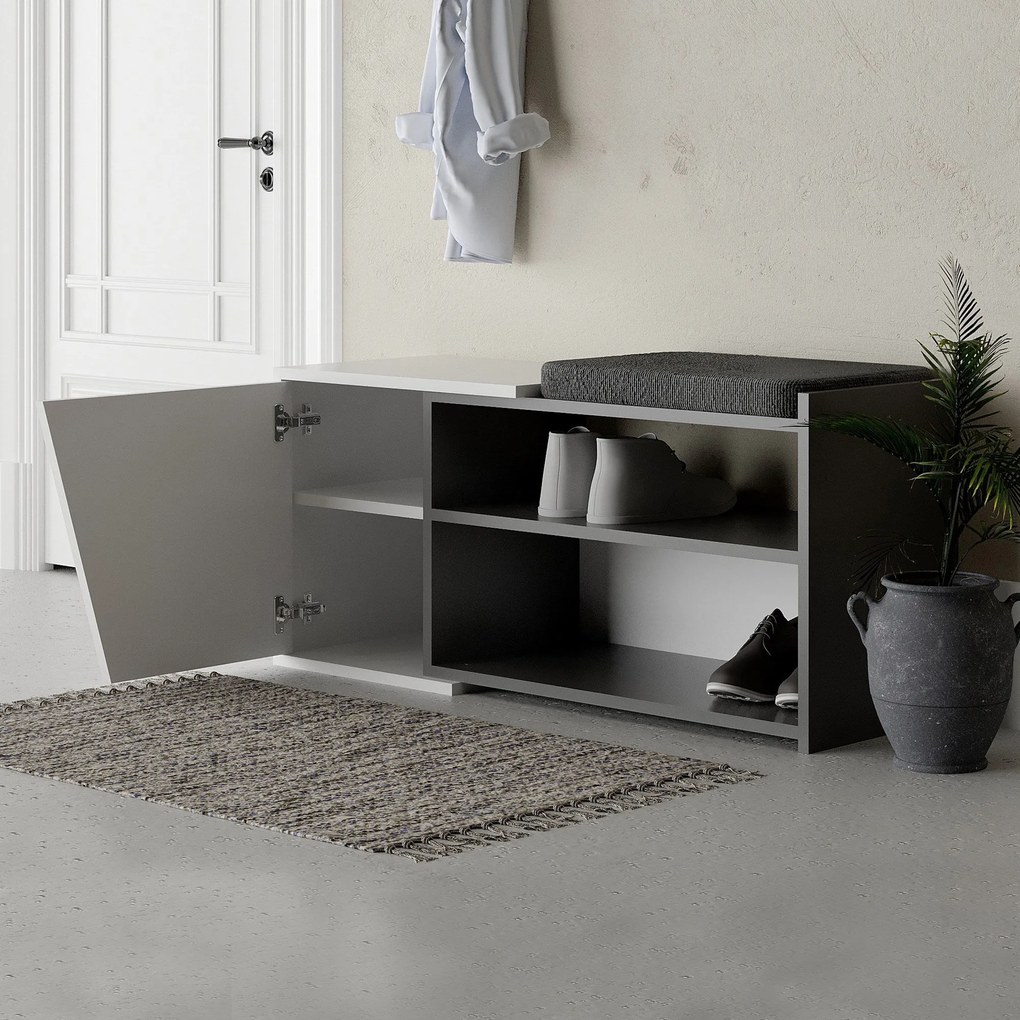 Cipőtároló Fiona Bench - Anthracite, White