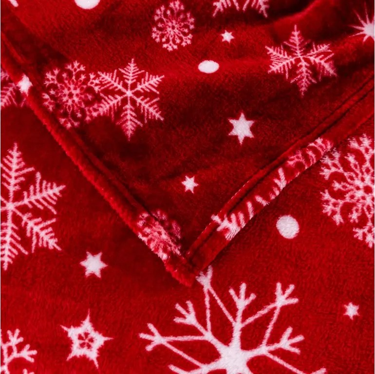 Piros karácsonyi mikroplüss pléd SNOWFALL Méret: 200 x 220 cm