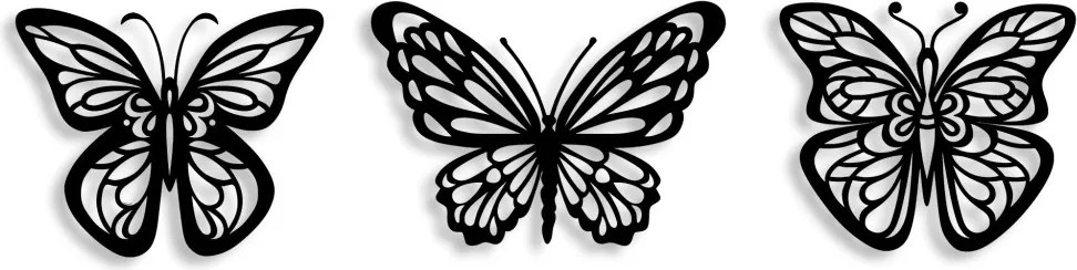 Butterflies fém fali dekoráció, 32×26 cm