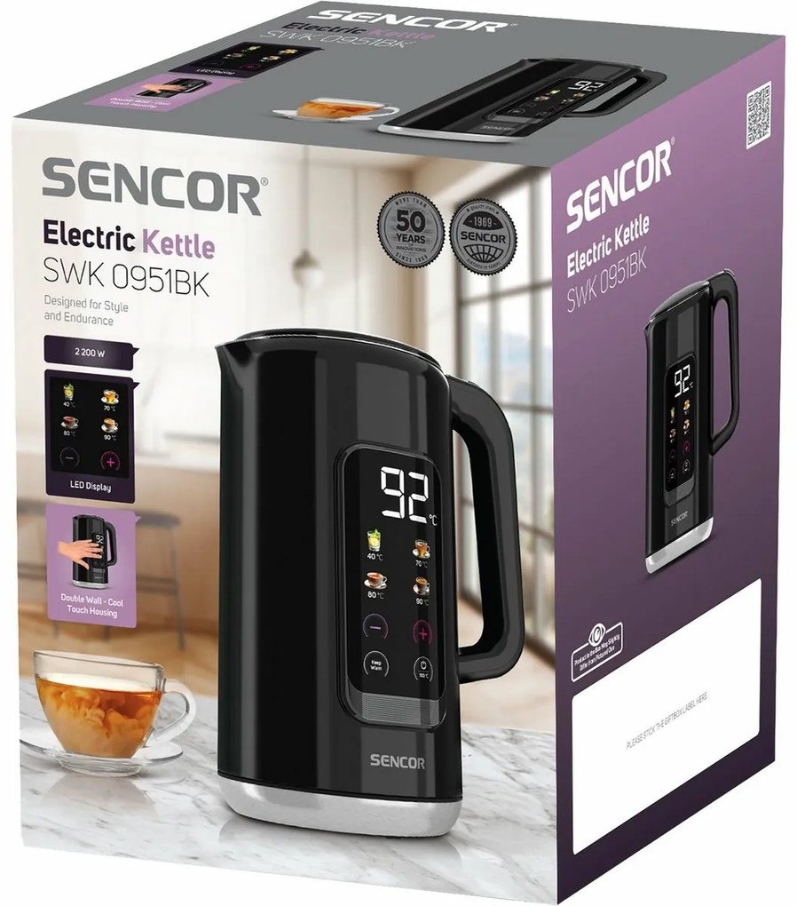 Sencor SWK 0951BK elektromos vízforraló, feketeszínű
