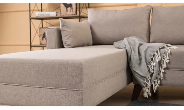 L-alakú sarokkanapé KORFU krémszínű balos