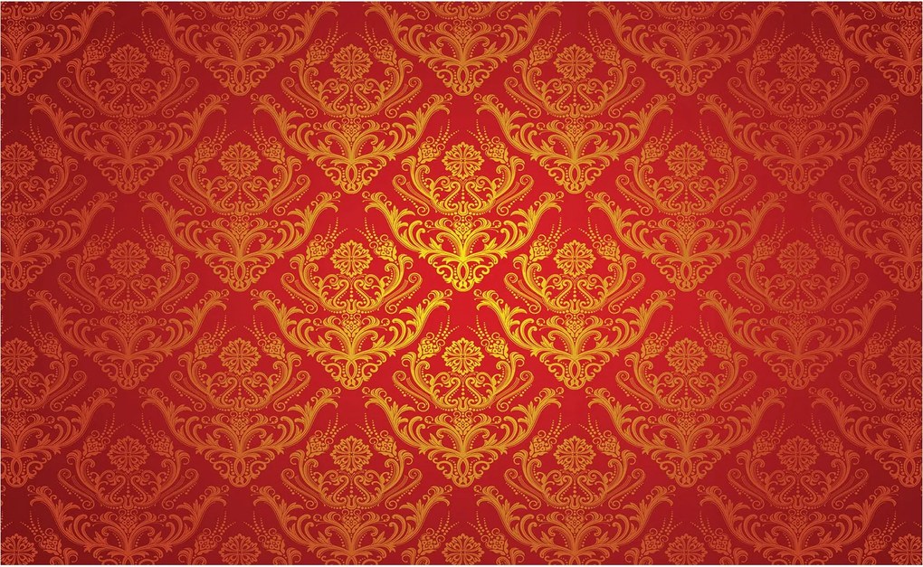 Fotótapéta Piros Damask Arany minták virág dísz 312x219 +ragasztó