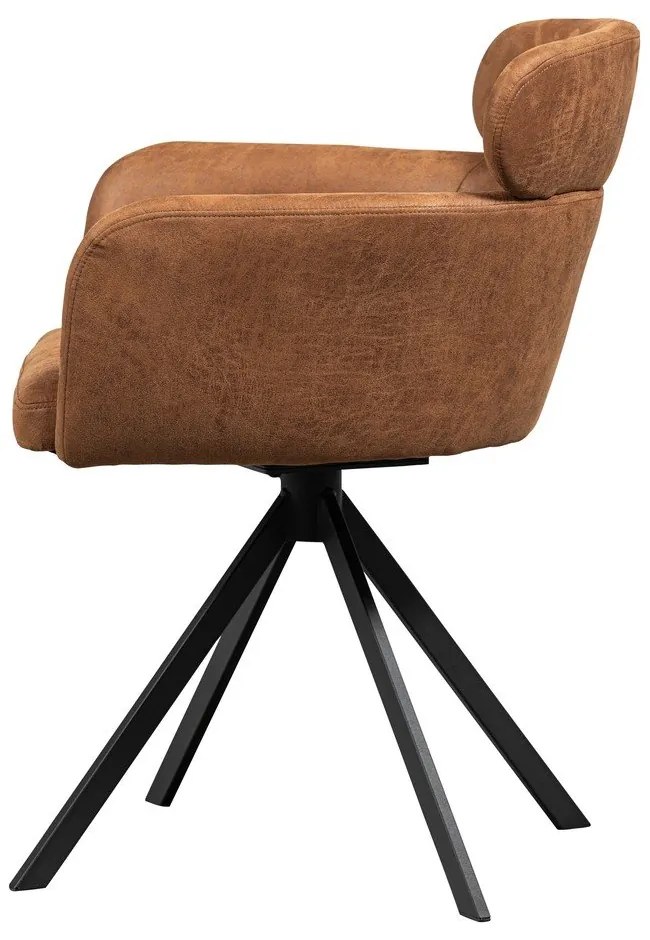 Konyakbarna kárpitozott karfás étkezőfotel Fenne – WOOOD