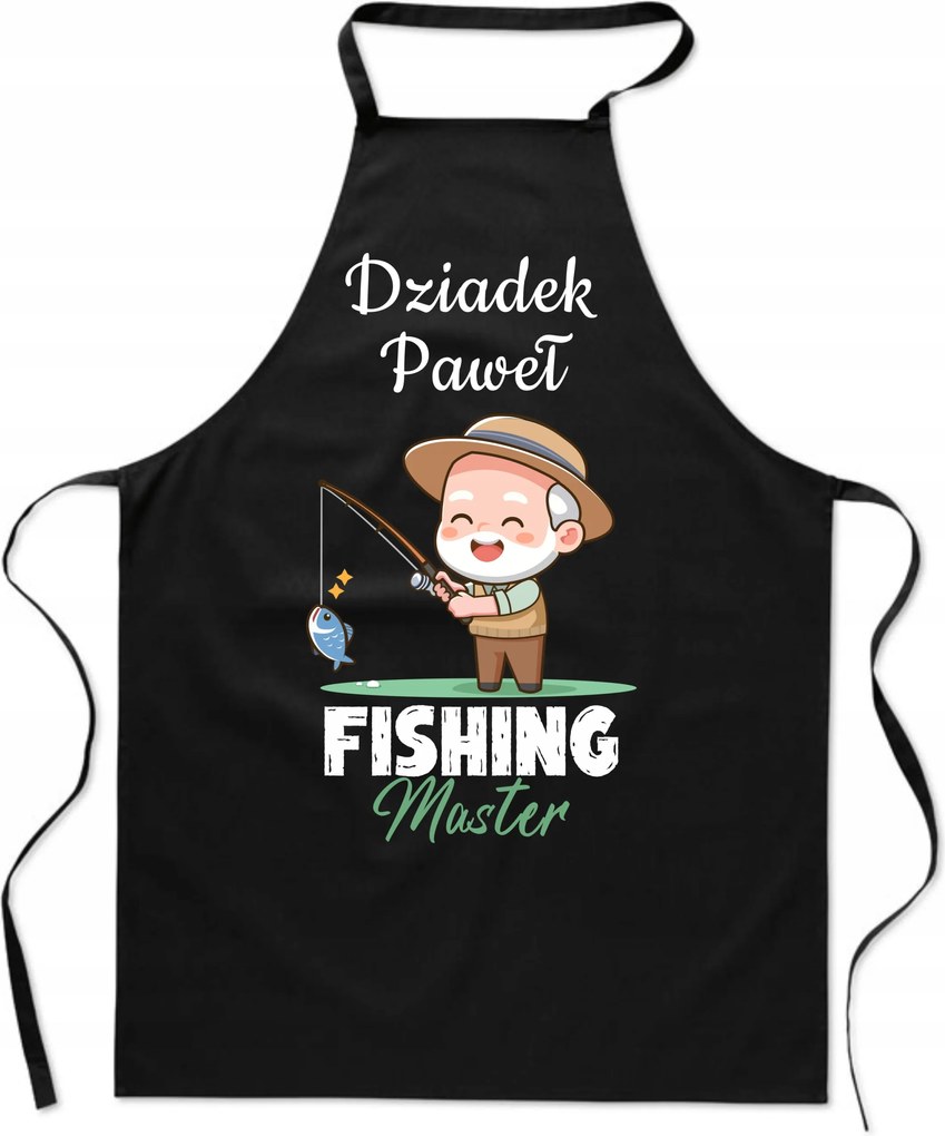 Konyhai kötény Ajándék Horgász Nagypapa Név Master Fishing