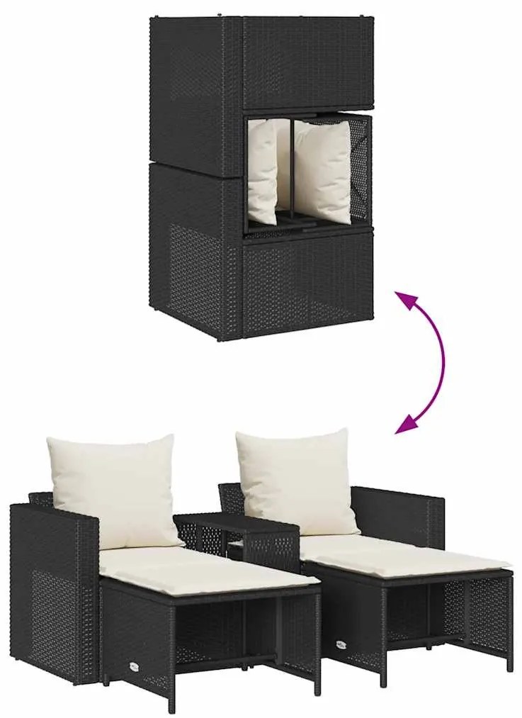 5 részes polyrattan kerti kanapé garnitúra párnákkal stackable