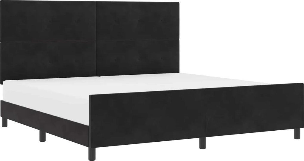vidaXL Boxrugós ágy fejtámlával Fekete 200 x 200 cm Bársony