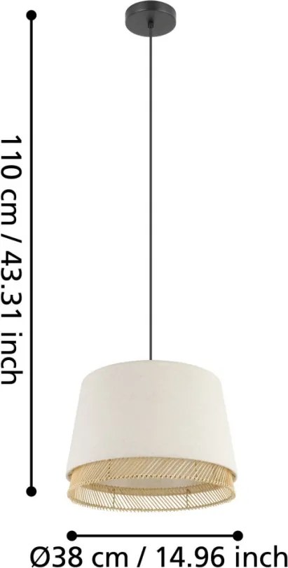 EGLO 43975 TABLEY Ernyős Függesztett Lámpa Bézs, Barna, Fekete E27 IP20
